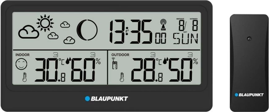 Vremenska postaja z alarmom Blaupunkt WS20BK, LCD, črna