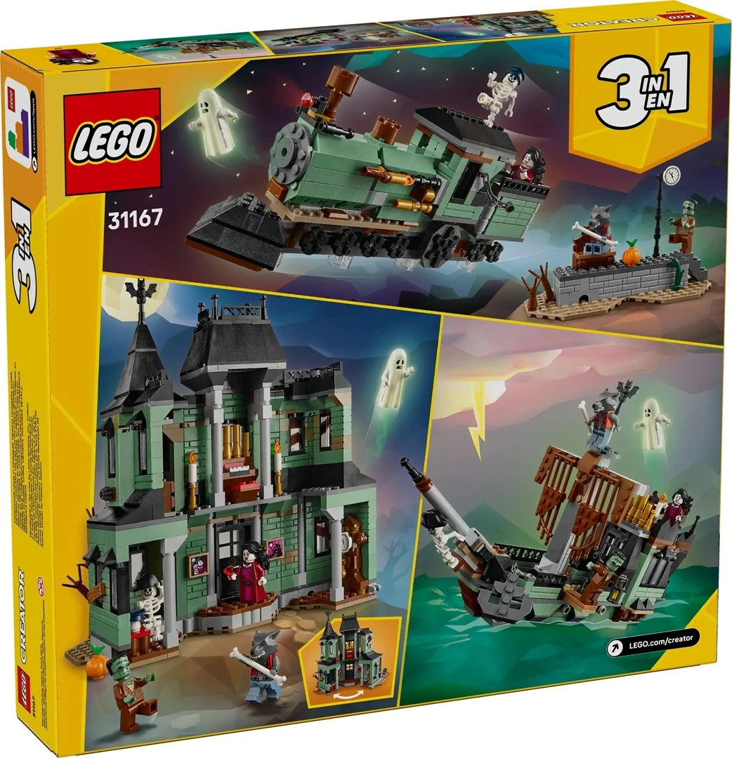 Set ustvarjalca 3 v 1 Strašljiva hiša, LEGO Creator 31167, 736 kosov, z 5 minifigurami