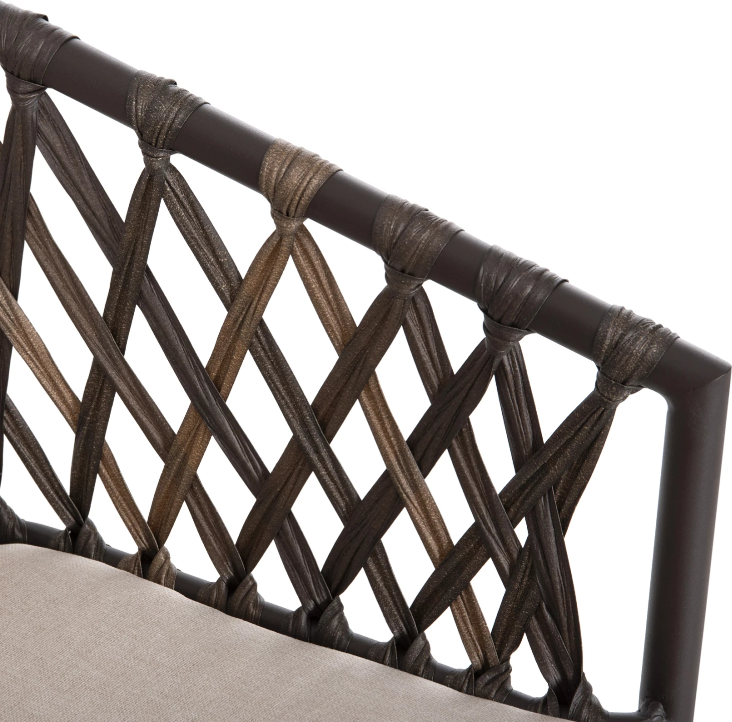 Aluminijasti naslanjač BOLLY FH6080 rjav okvir-sintetični ratan v rjavo-bež blazinah 58,5x67x86Hcm, set 4 kosov