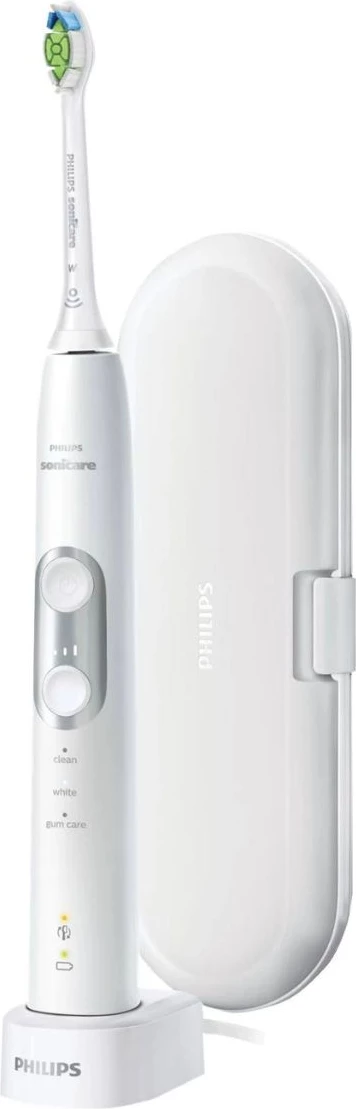 Električna zobna ščetka Philips Sonicare ProtectiveClean 6100 HX6877/28, 3 načini, 3 stopnje intenzivnosti, senzor pritiska, s potovalno škatlico, bela