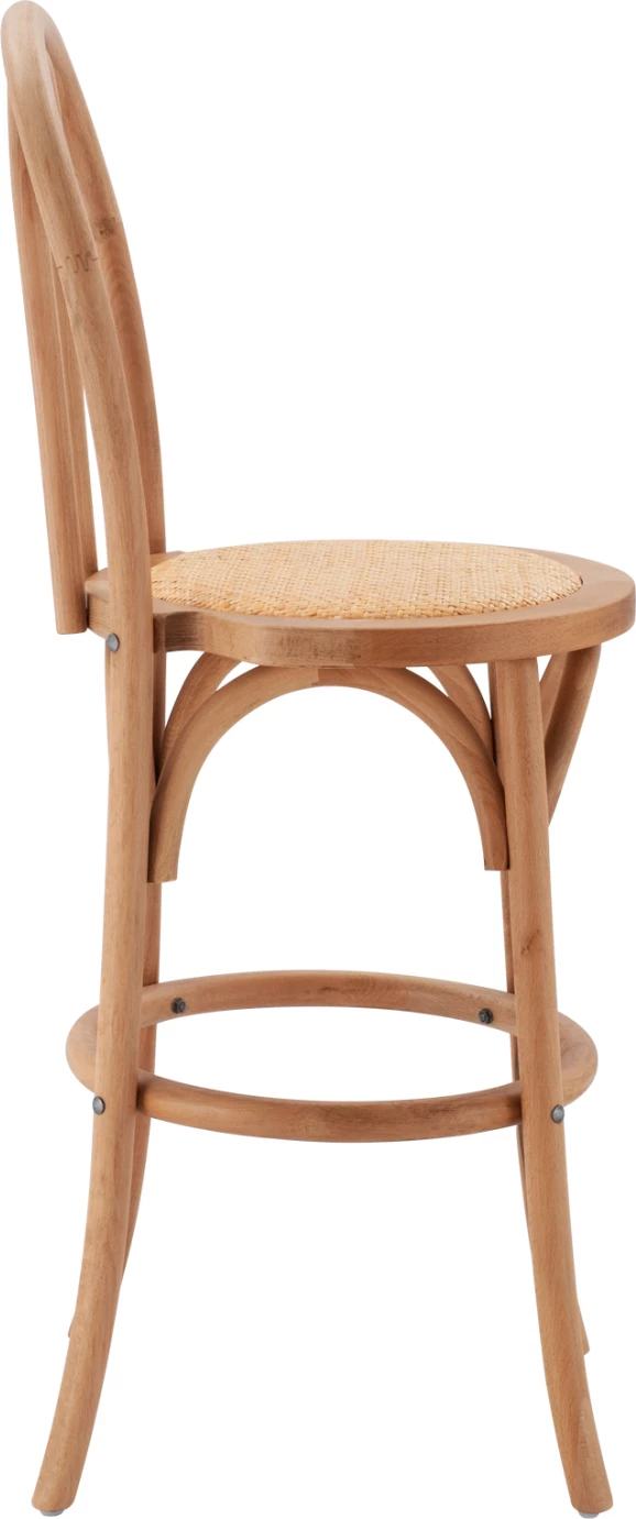 Leseni barski stol iz bukovega lesa temno medene barve z mat 41x47x108