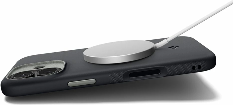 Ovitek Spigen Nano Pop MagSafe za iPhone 17, z integriranim MagSafe, poliuretan, črn