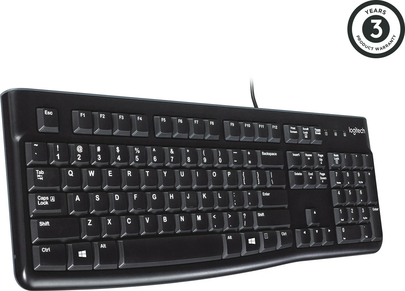 Tipkovnica polne velikosti z žico, USB, AZERTY, črna Logitech K120