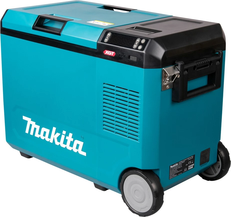 Prenosna termična škatla, hladilno-grelna, Makita CW004GZ 40V, LED zaslon, na kolesih, črno/modra