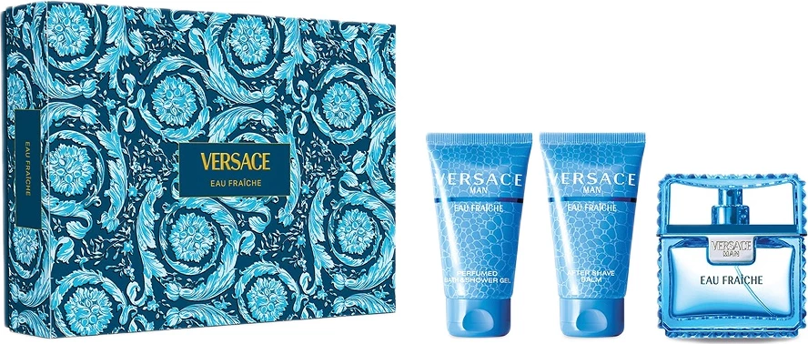 Komplet za moške (Eau de Toilette, gel za tuš, balzam po britju) Versace Man Eau Fraiche, 3x50ml
