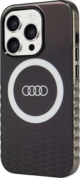 Ovitek za telefon MagSafe z velikim logotipom Audi za iPhone 15 Pro, črn