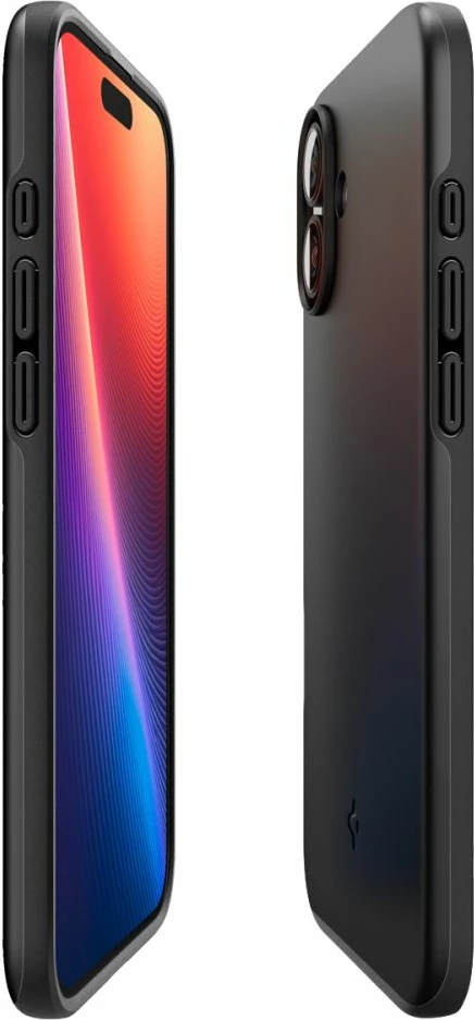 Tanek in lahek ovitek Thin Fit MagSafe za iPhone 16 Plus, Spigen, 1,55 mm, TPU + polikarbonat, črn, 1 kos