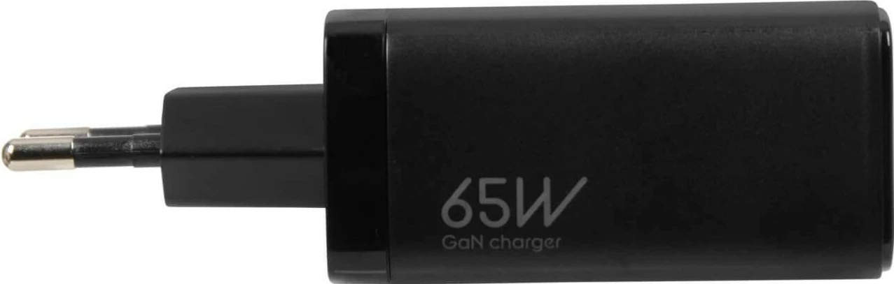 Hitri polnilec GaN 65W PD3.0/QC4.0+ iBOX ILUC65B, 2x USB-C, 1x USB-A, USB-C kabel 1,5 m, črn
