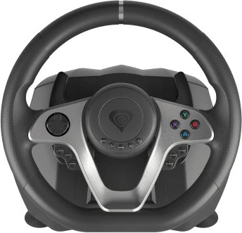 Timski igralni volan SEABORG 400, Genesis, z pedaloma, 15 programabilnih gumbov, USB, črno/srebrn