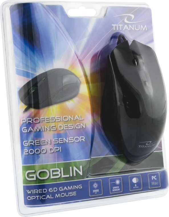 Gaming miška Esperanza TM106 Goblin, s kablom, 6 gumbov, DPI 2000, črna