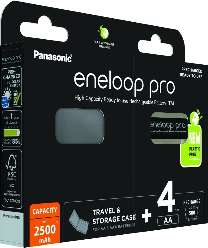 Polnilne baterije 2500 mAh, 4 kosi — Panasonic Eneloop PRO AA