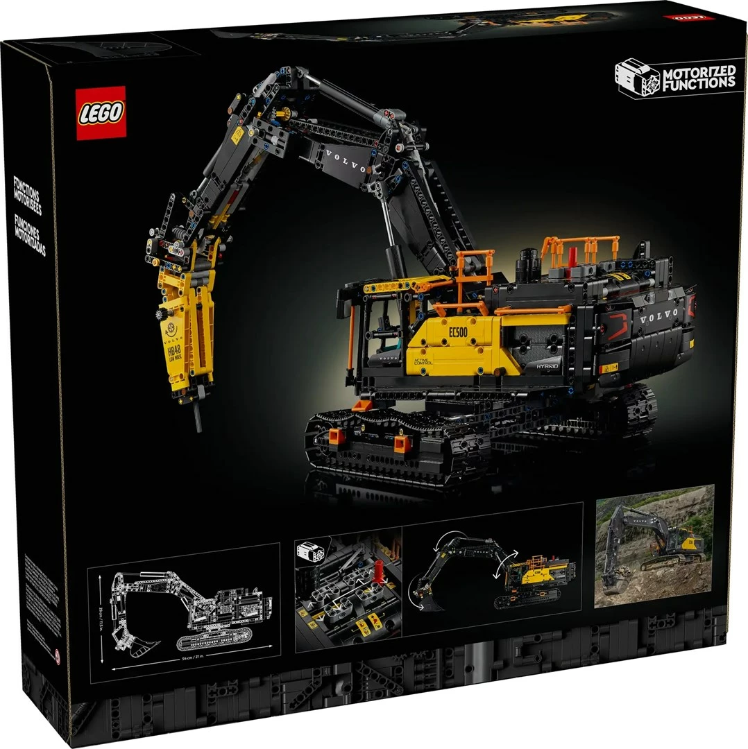 Model ekskavator hibrid Volvo EC500, LEGO Technic 42215, za odrasle, črno/rumen