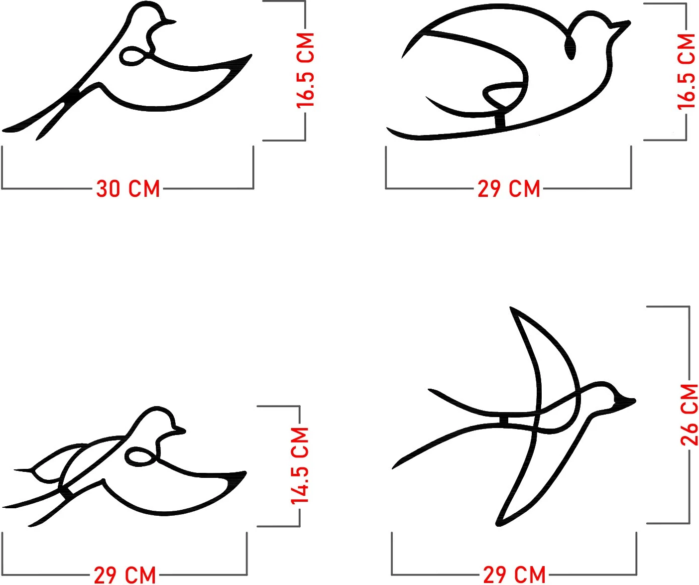 Metalni stenski dekorativni dodatek Wallity Hope, 4 kosa