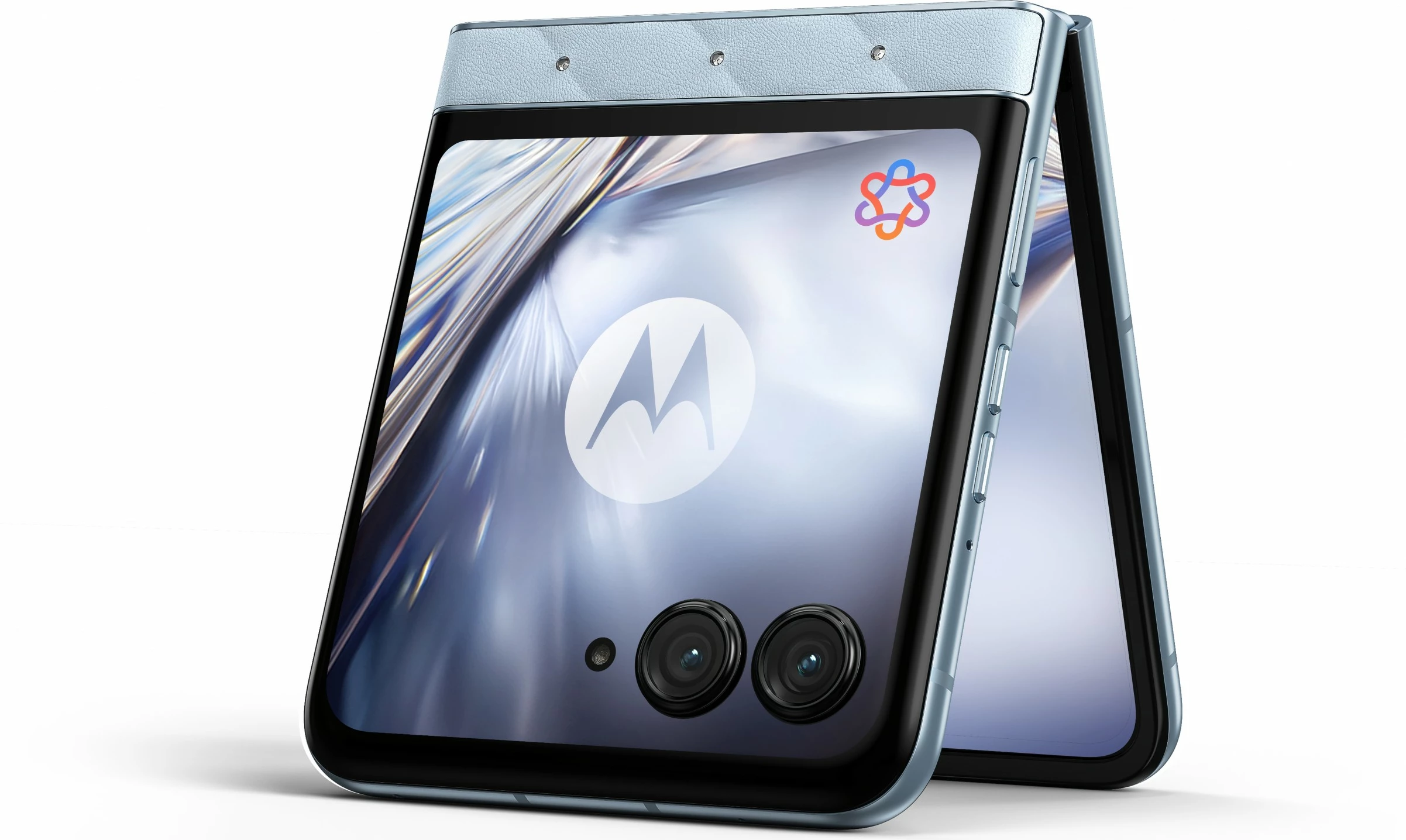 Zložljiv pametni telefon z luksuznim Swarovski dizajnom Motorola razr60 + slušalke Buds Loop, Swarovski Edition, moder