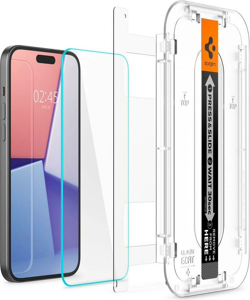 Zaščitno steklo Glas.tR EZ Fit, Spigen, za iPhone 15 Plus / 16 Plus, prozorno