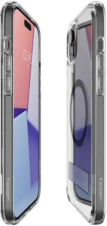 Ovitek Spigen Ultra Hybrid S MagSafe za iPhone 15 Plus, z vgrajenim stojalom, črn