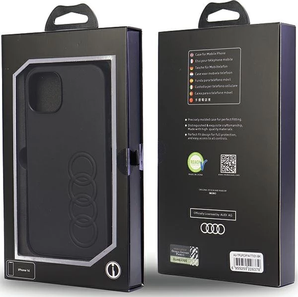 Ovitek iz ekološkega usnja za iPhone 14, 6.1", črn, Audi