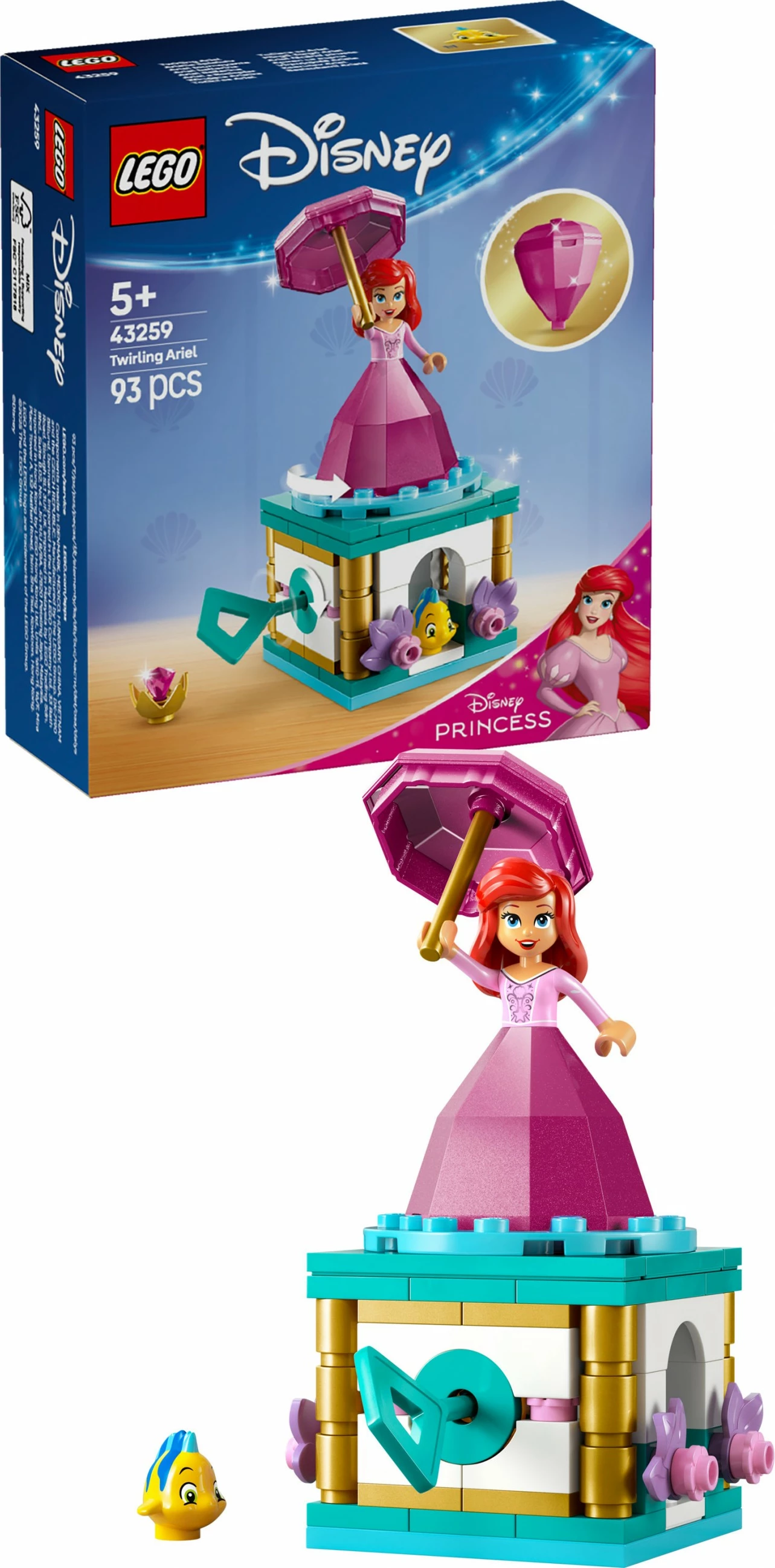 Set za gradnjo Disney Princess Ariel, LEGO 43259, 93 kosov, večbarven