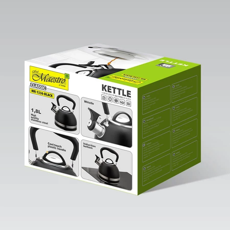 Kettle Maestro MR-1336, 1,8 L, inox, črn