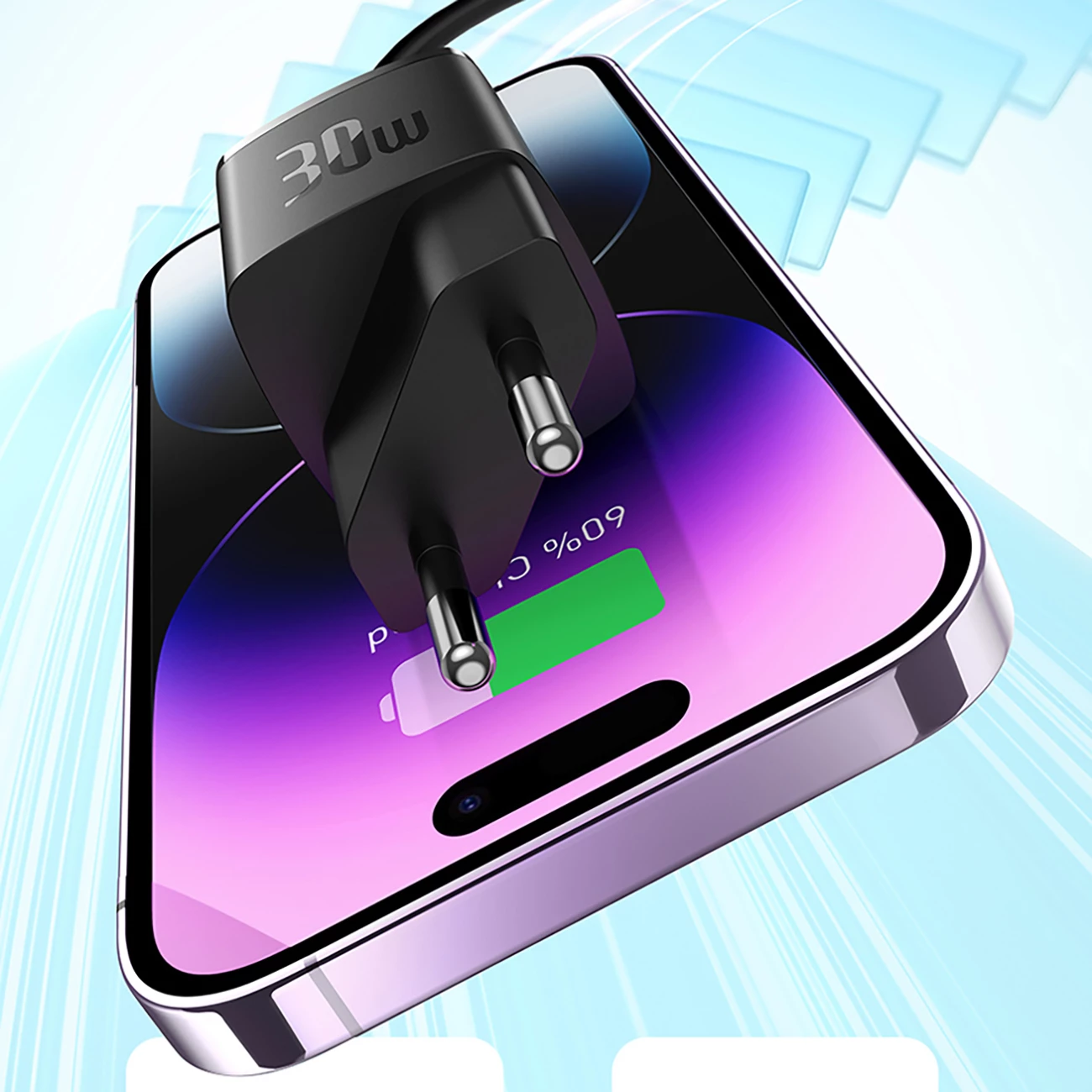 Kompakten stenski polnilec Baseus Cube Pro 30W, USB-C, črn