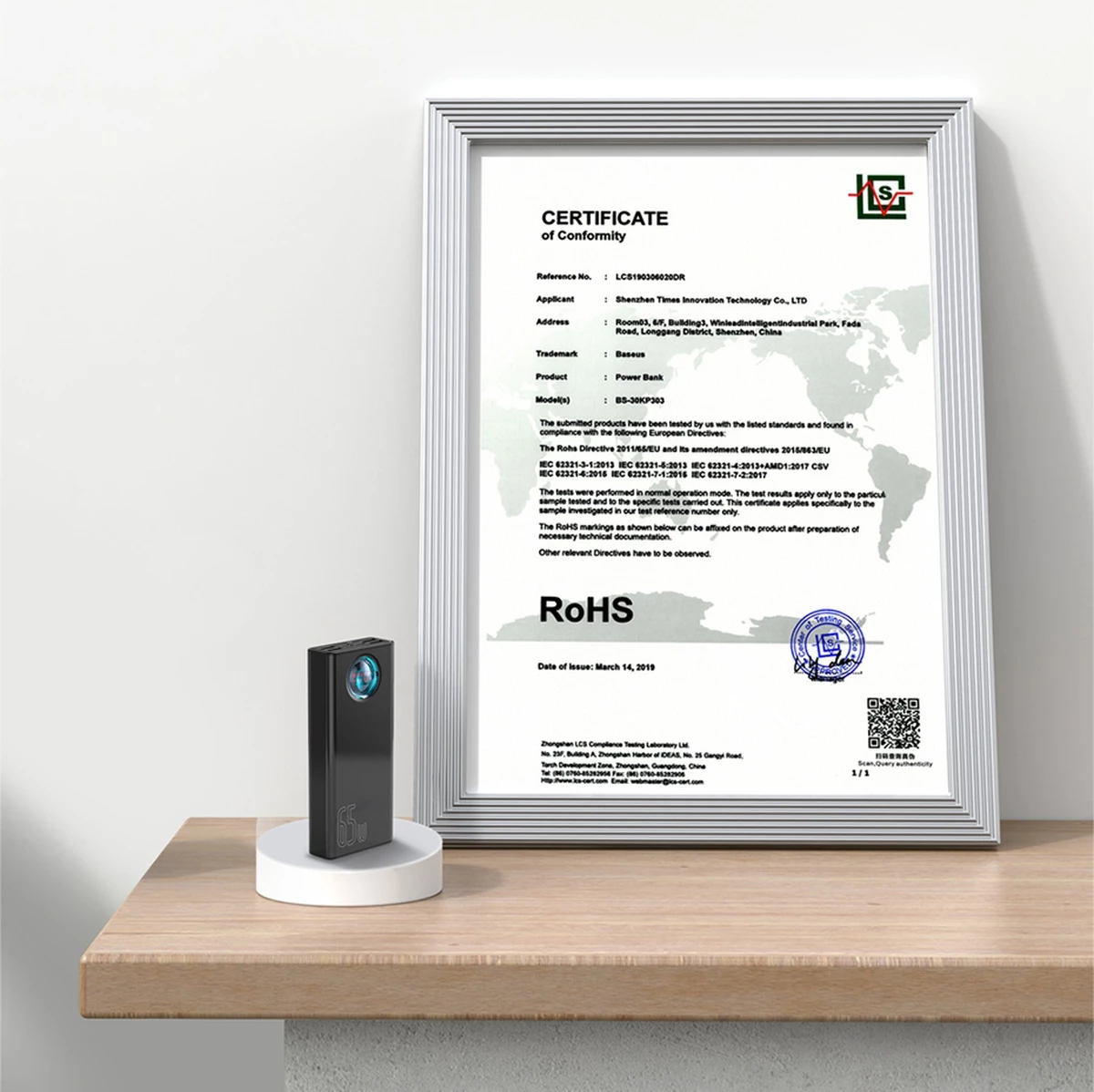 Prenosna baterija Baseus Amblight 30000mAh 65W, črna