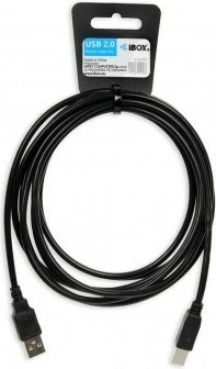 USB kabel USB 2.0 USB A USB B, 3 m, črn iBox