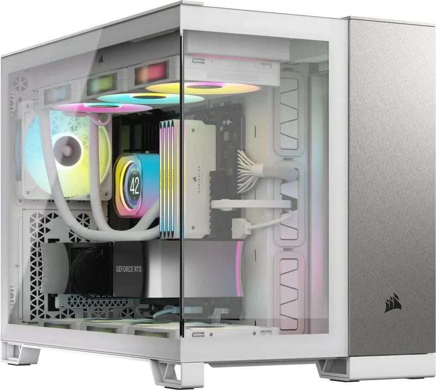 Računalniško ohišje Corsair 2500X mATX, kaljeno steklo, belo/satin sivo