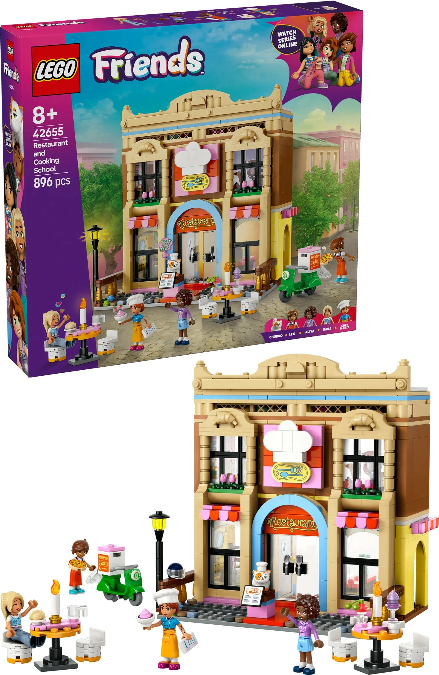 Restavracija in kuharska šola LEGO Friends 42655, 896 kosov, pisano
