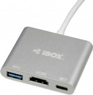 USB razdelilec iBox IUH3CFT1, 3.0, Type-C, 5000 Mbit/s, srebrn