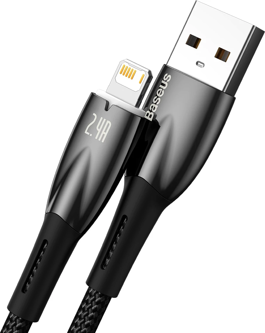 Kabel USB-A v Lightning, 2 m, 2,4 A, črn — Baseus Glimmer Series