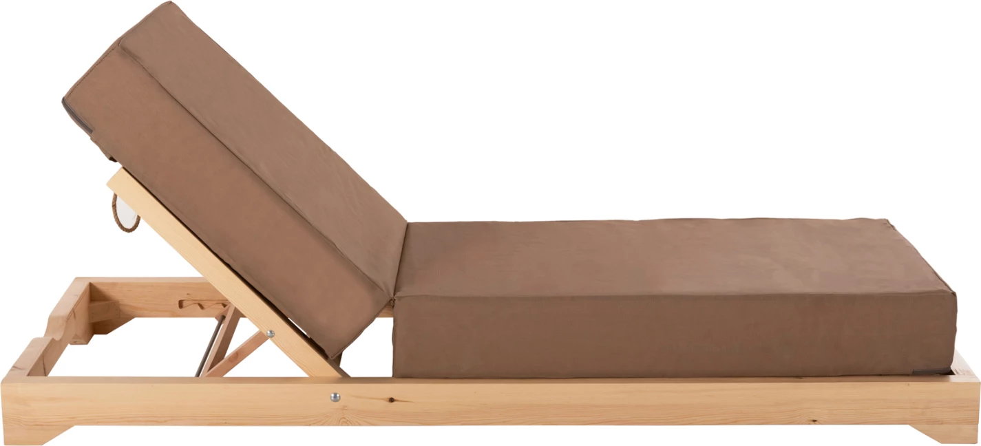 Profesionalni ležalnik za plažo IKARIA FH10623.04 iz borovega lesa v naravni barvi - tekstilene moka - blazina debeline 20 cm