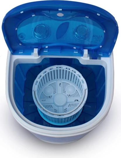 Mini pralka Adler AD 8051, 3 kg pranje, 1 kg ožemanje, program 15 min, bela/modra