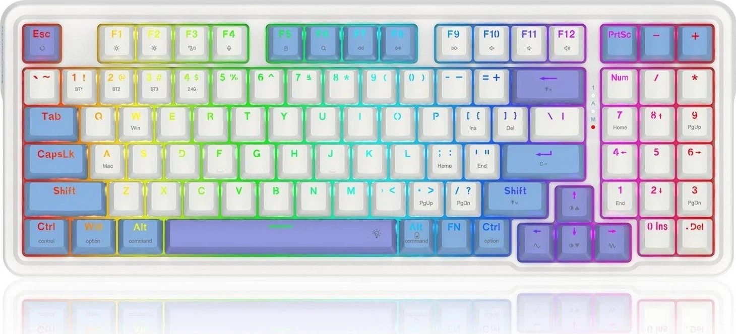 Mekani tipkovni z RGB osvetlitvijo, Redragon Gloria K664WBP-RGB-PRO, bel