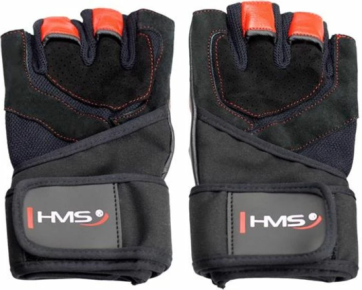 Dlančne rokavice za fitnes HMS, črno/rdeče