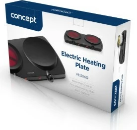 Električni štedilnik z dvema keramičnima ploščama, 2500 W, keramična plošča Ø 19,2 cm, nastavljiva temperatura, črn, Concept VE3060