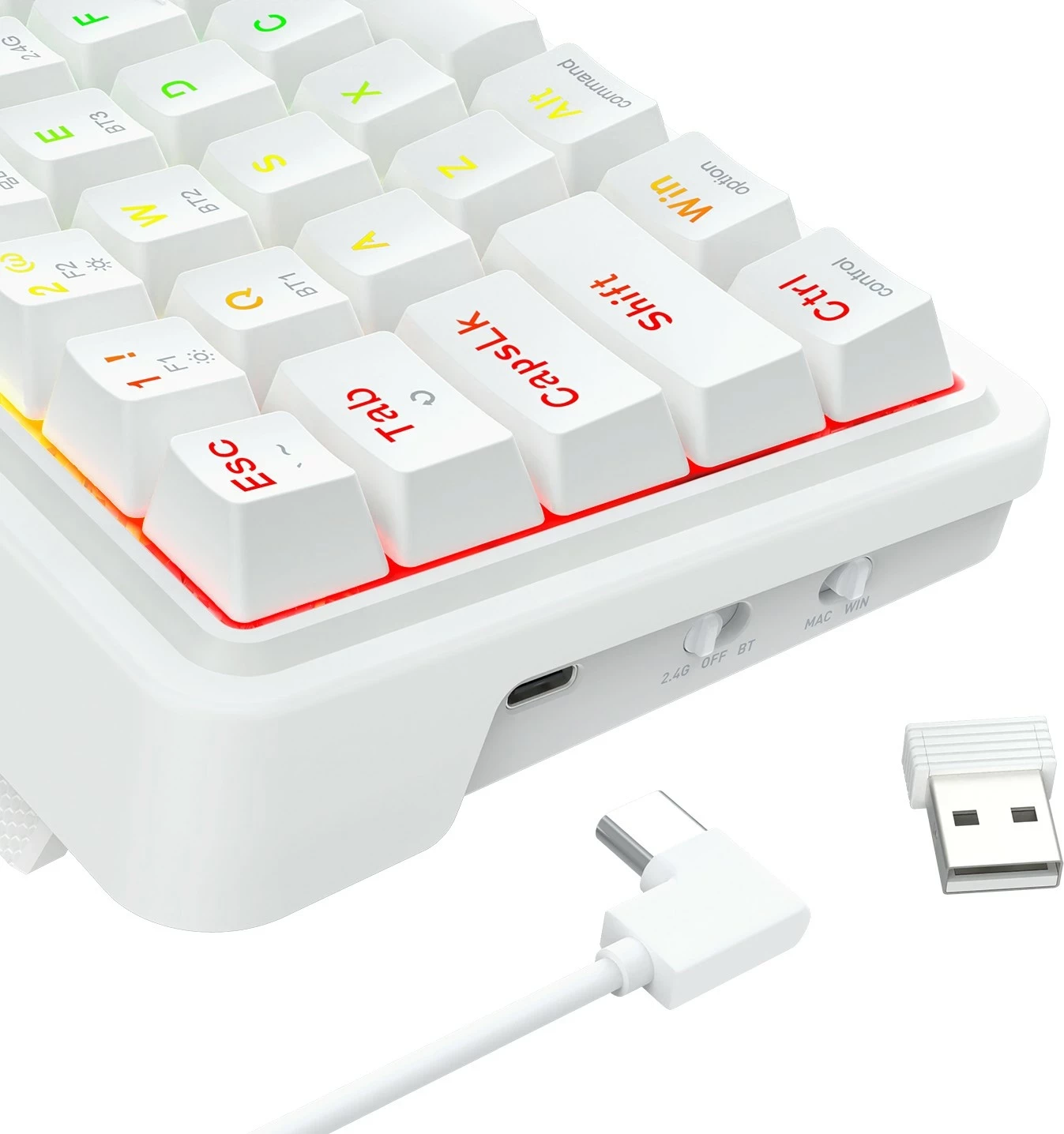 Mehanska tipkovnica Redragon Draconic V2 K730W-RGB-PRO, 60 %, RGB, brezžična/žična, bela