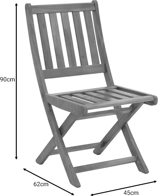 Klop za vrt iz akacije, zložen Elijie, naravna barva, 45x62x90cm