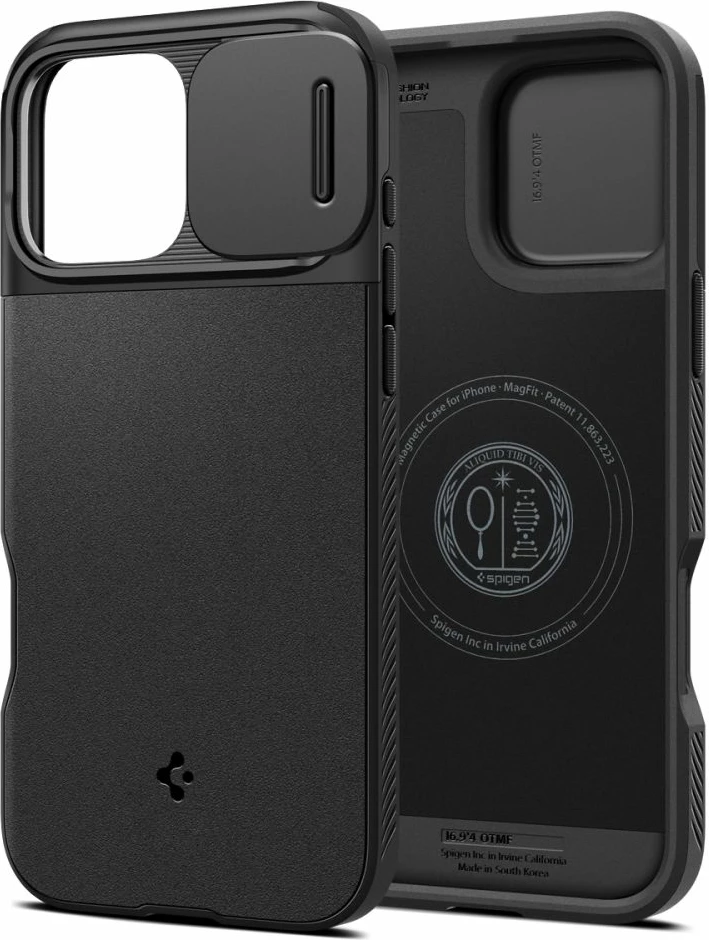 Ovitek za telefon Optik Armor Mag za iPhone 16 Pro Max, Spigen, MagSafe, črn