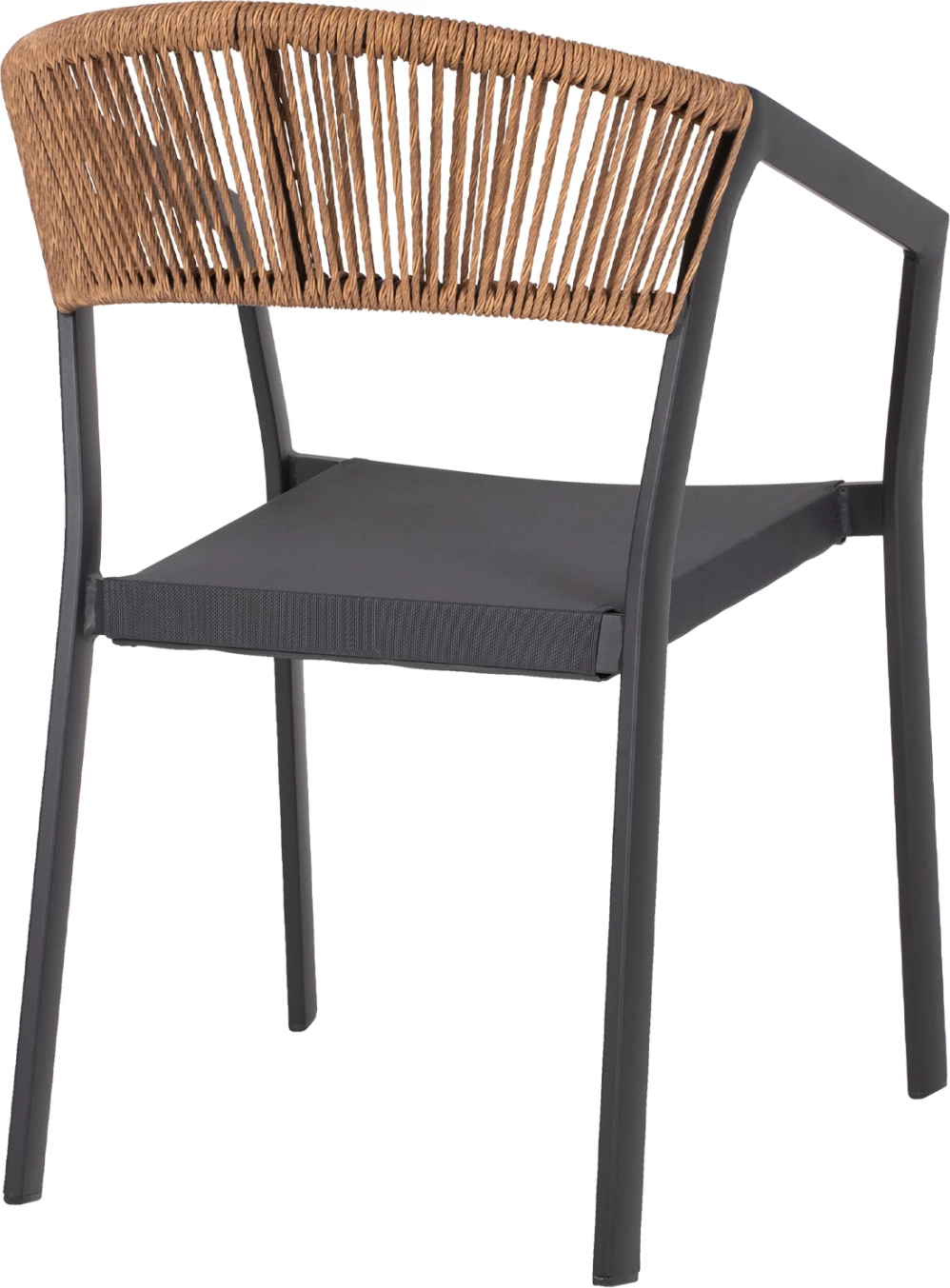 Aluminijasti naslanjač FH5891.01 antracit okvir in tekstil - hrbtni del iz bež ratana 56x60x81,5 cm