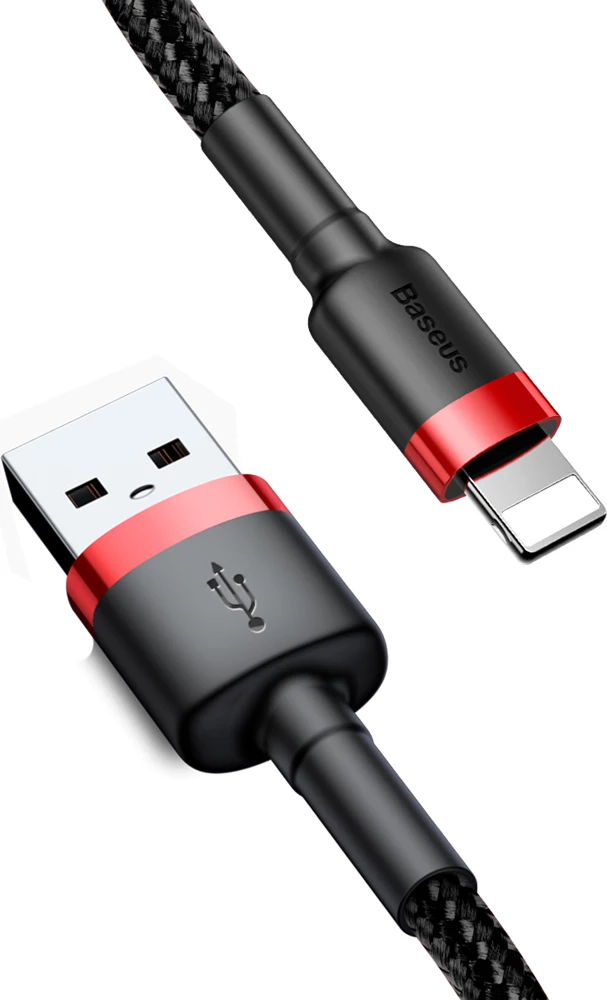 Kabel za hitro polnjenje in prenos Baseus Cafule CALKLF-B19 USB-A na Lightning, 1 m, črno/rdeč