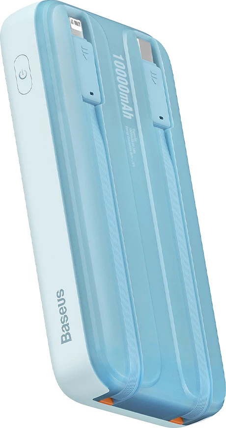 Powerbank, 10.000 mAh, 22,5 W, z zaslonom, USB-C/Lightning/USB-A, modra – Baseus Comet Series PPMD020003 + kabel USB-A na USB-C 0,3 m, bel