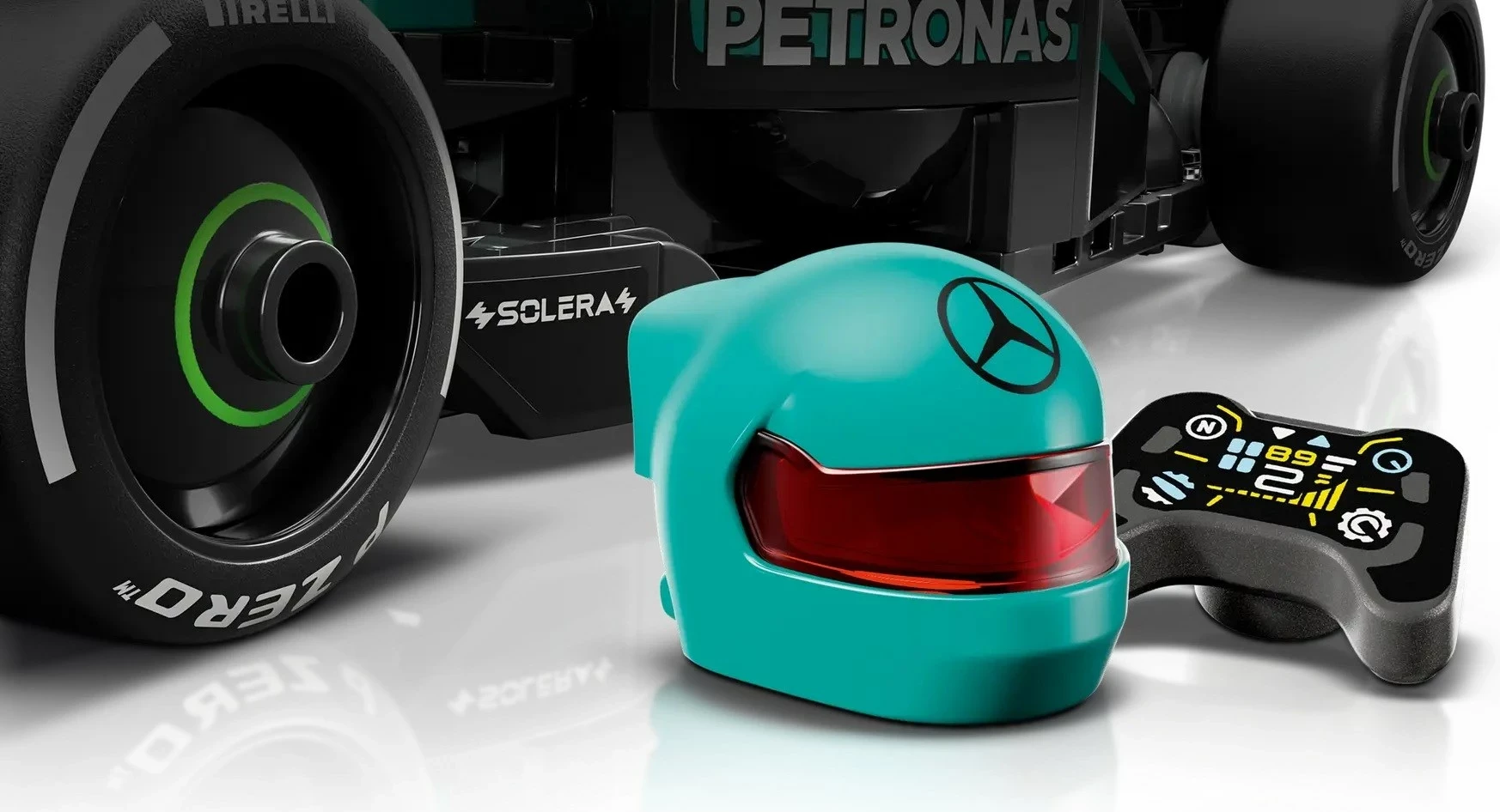 Model dirkalnega avtomobila Mercedes-AMG F1 W15, LEGO Speed Champions 77244, 267 delov, z minifiguro