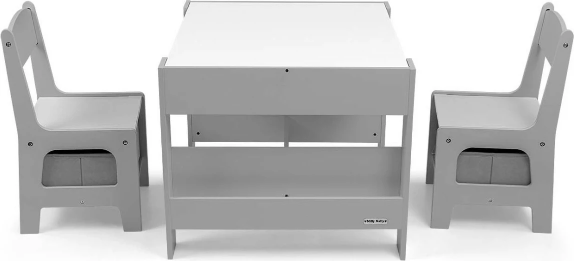 Otroški set miza z dvema stoloma Milly Mally Sven, MDF, sivo/bele