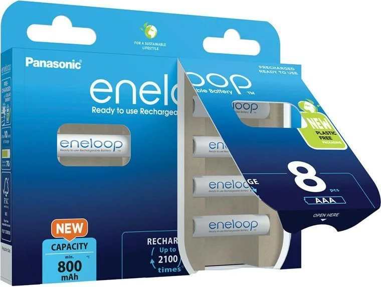 Polnilne baterije AAA, 800 mAh, 8 kos, bele - Panasonic Eneloop BK-4MCDE/8HH
