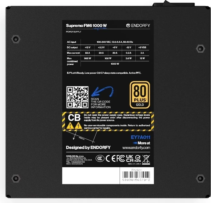 Napajalnik ENDORFY Supremo FM6 1000W, črn