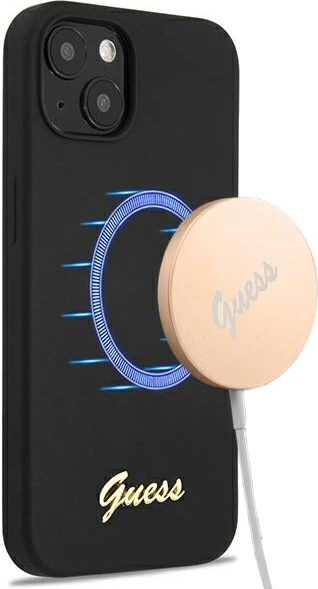 Zaščitni silikon z magSafe Guess GUHMP13MLSLMGBK za iPhone 13 6,1", črn