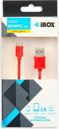 Kabel USB 2.0 Type-C I-BOX, 2A, 1 m, rdeč