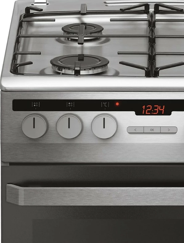 Kombinirana pečica z 4 kuhališči Amica 58GE3.33HZpTaQ(Xx), 62 L, plin in elektrika, črno/inox