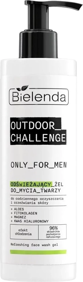Gel za umivanje obraza za moške, Bielenda Only For Men Outdoor Challenge Refreshing, 190 ml
