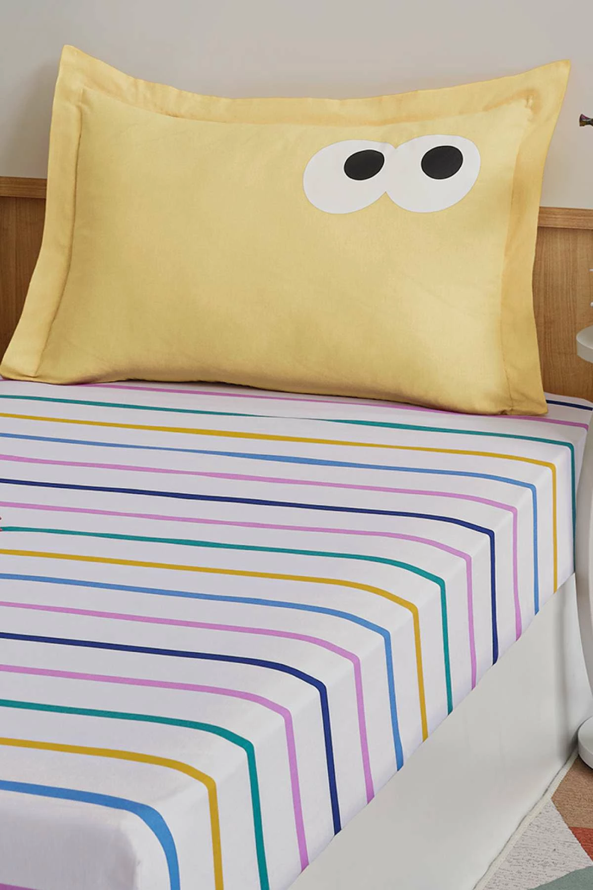 Enodelni komplet rjuhe, Funny Črtast, rumen